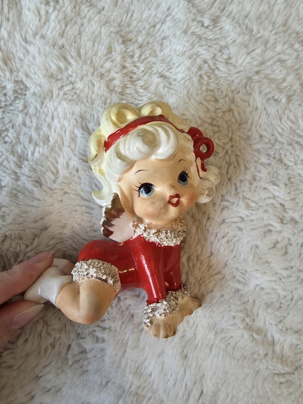 RARELefton Marika Christmas Angel Girl Figurine Hand Painted Ceramic 1950s #4799